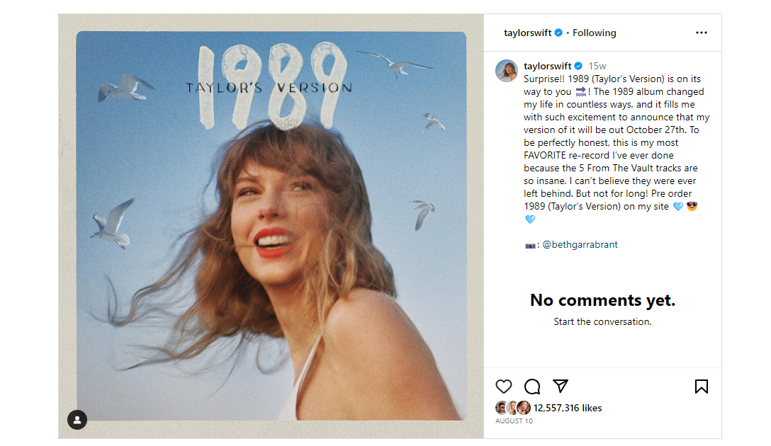 Taylor Swift post alt text