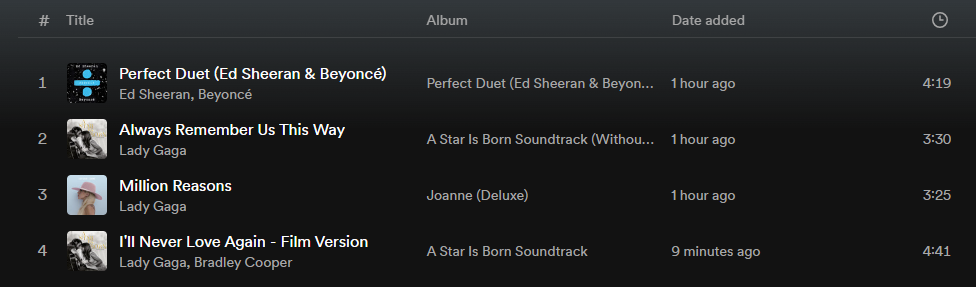 Spotify before re-order alt text