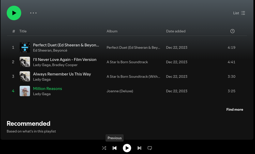 Spotify pressing previous alt text