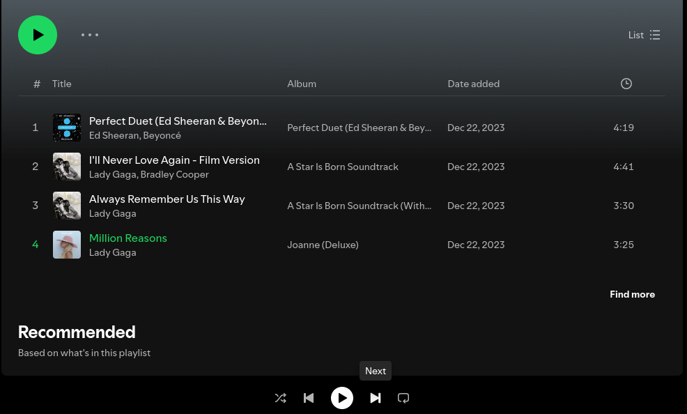 Spotify pressing next alt text