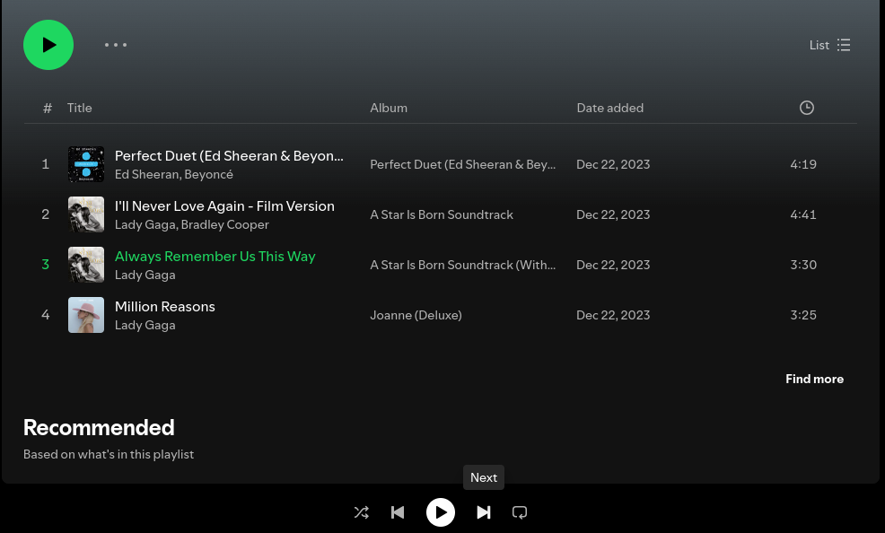 Spotify pressing next alt text